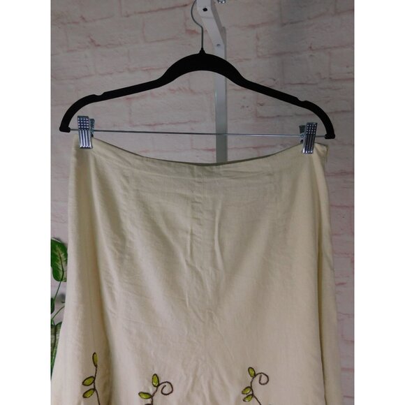 Carole Little Boho Linen Blend Beaded Floral A Line Skirt Size 8 - Picture 4 of 12